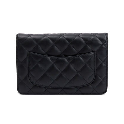 Chanel Black Lambskin Leather Classic Wallet on Chain