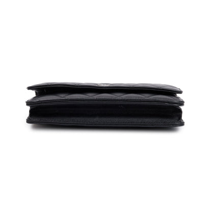 Chanel Black Lambskin Leather Classic Wallet on Chain