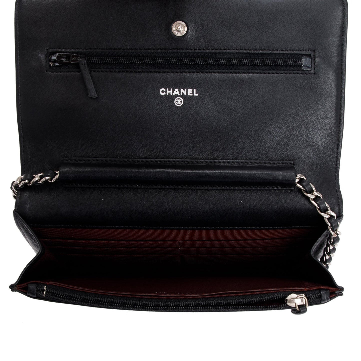 Chanel Black Lambskin Leather Classic Wallet on Chain