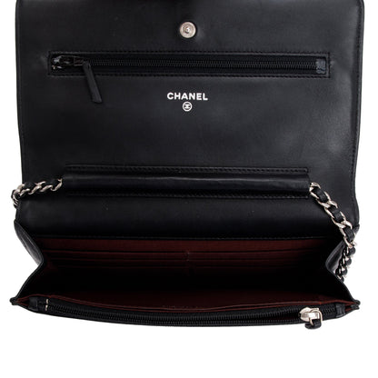 Chanel Black Lambskin Leather Classic Wallet on Chain