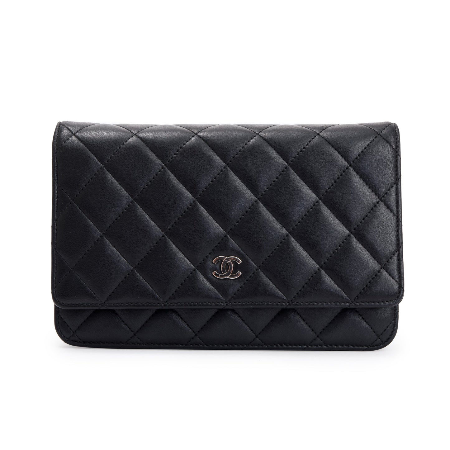 Chanel Black Lambskin Leather Classic Wallet on Chain