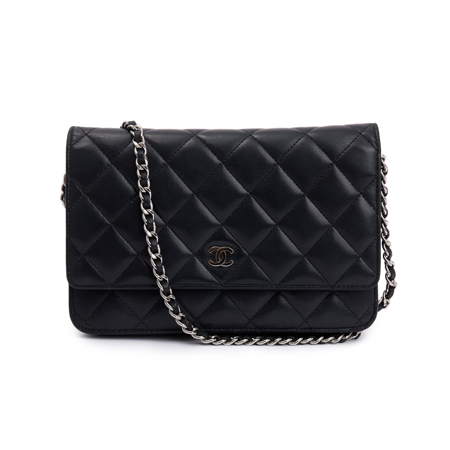 Chanel Black Lambskin Leather Classic Wallet on Chain