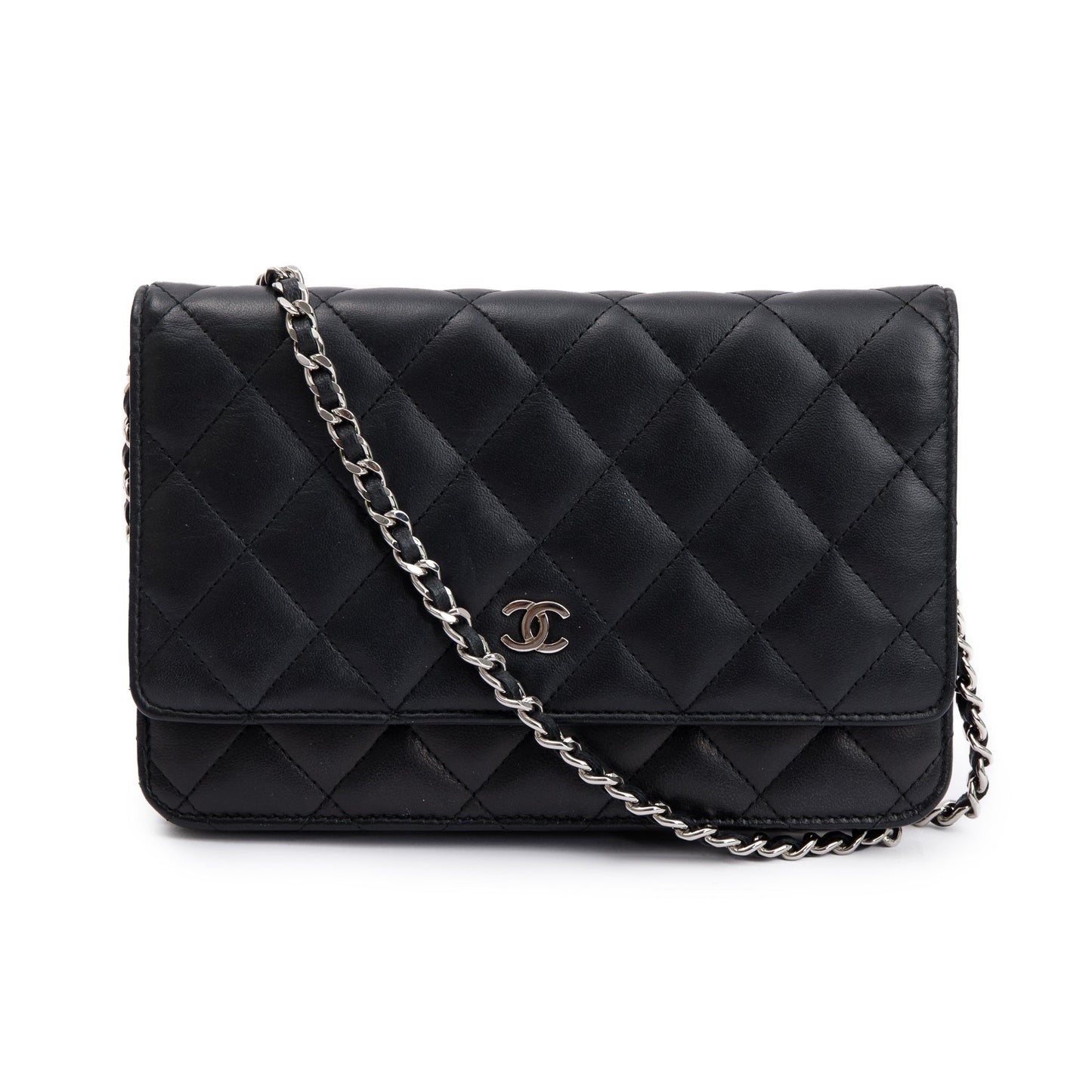 Chanel Black Lambskin Leather Classic Wallet on Chain