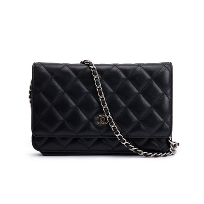 Chanel Black Lambskin Leather Classic Wallet on Chain