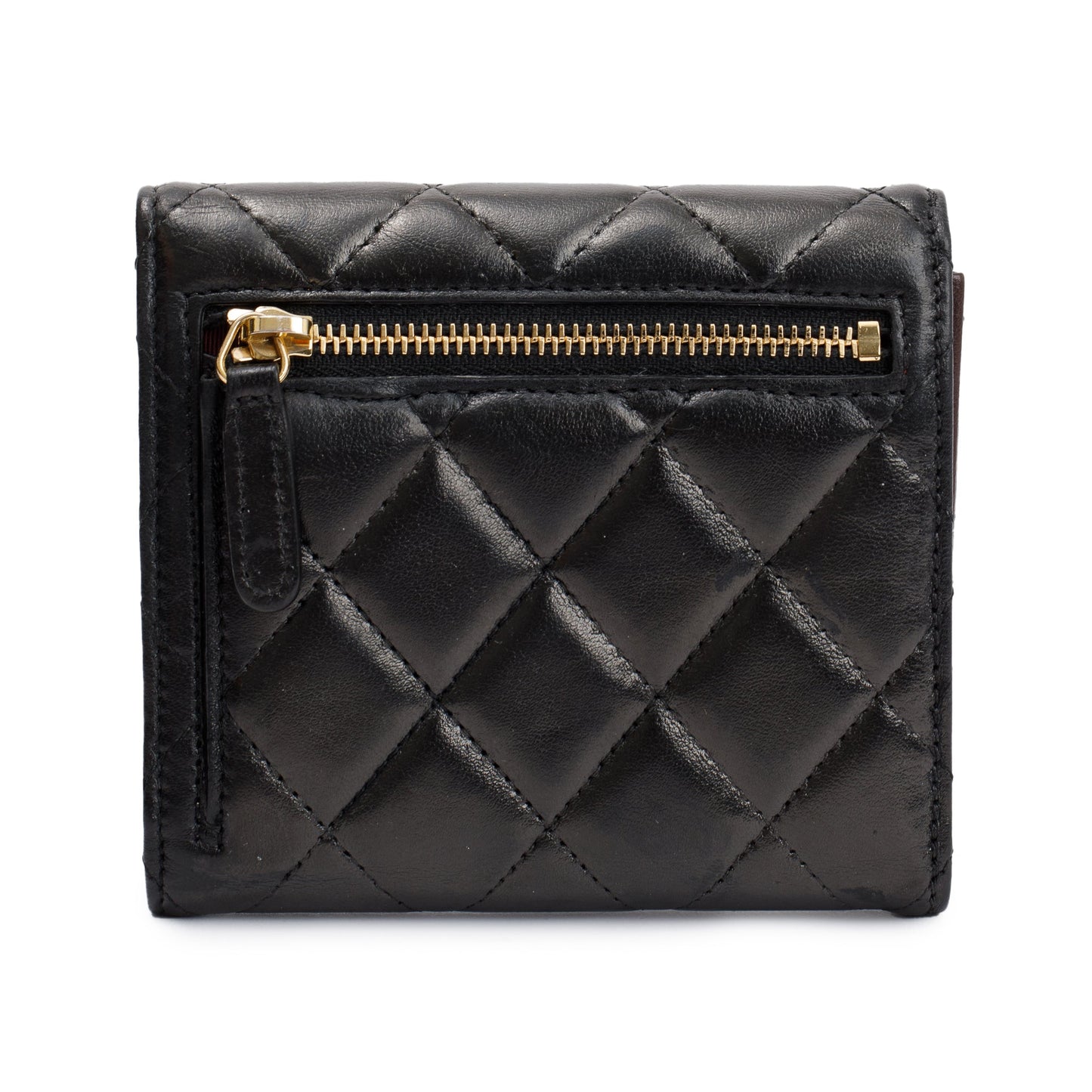 Chanel Black Lambskin Leather Compact Wallet