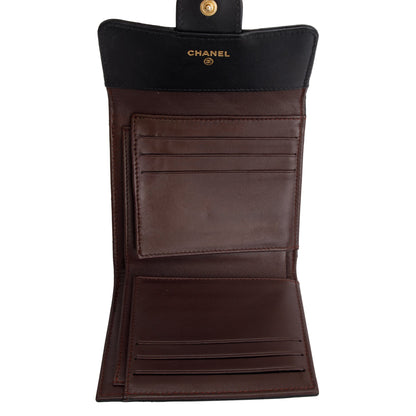 Chanel Black Lambskin Leather Compact Wallet
