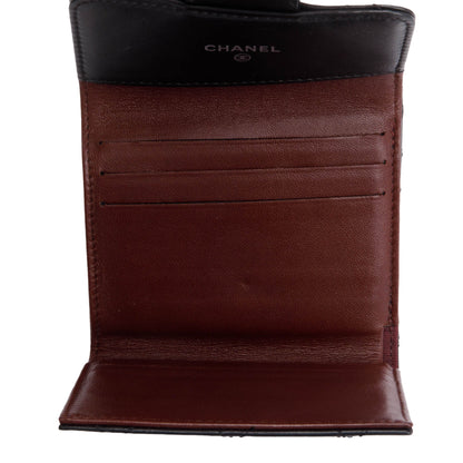 Chanel Black Lambskin Leather Double Sided Compact Wallet