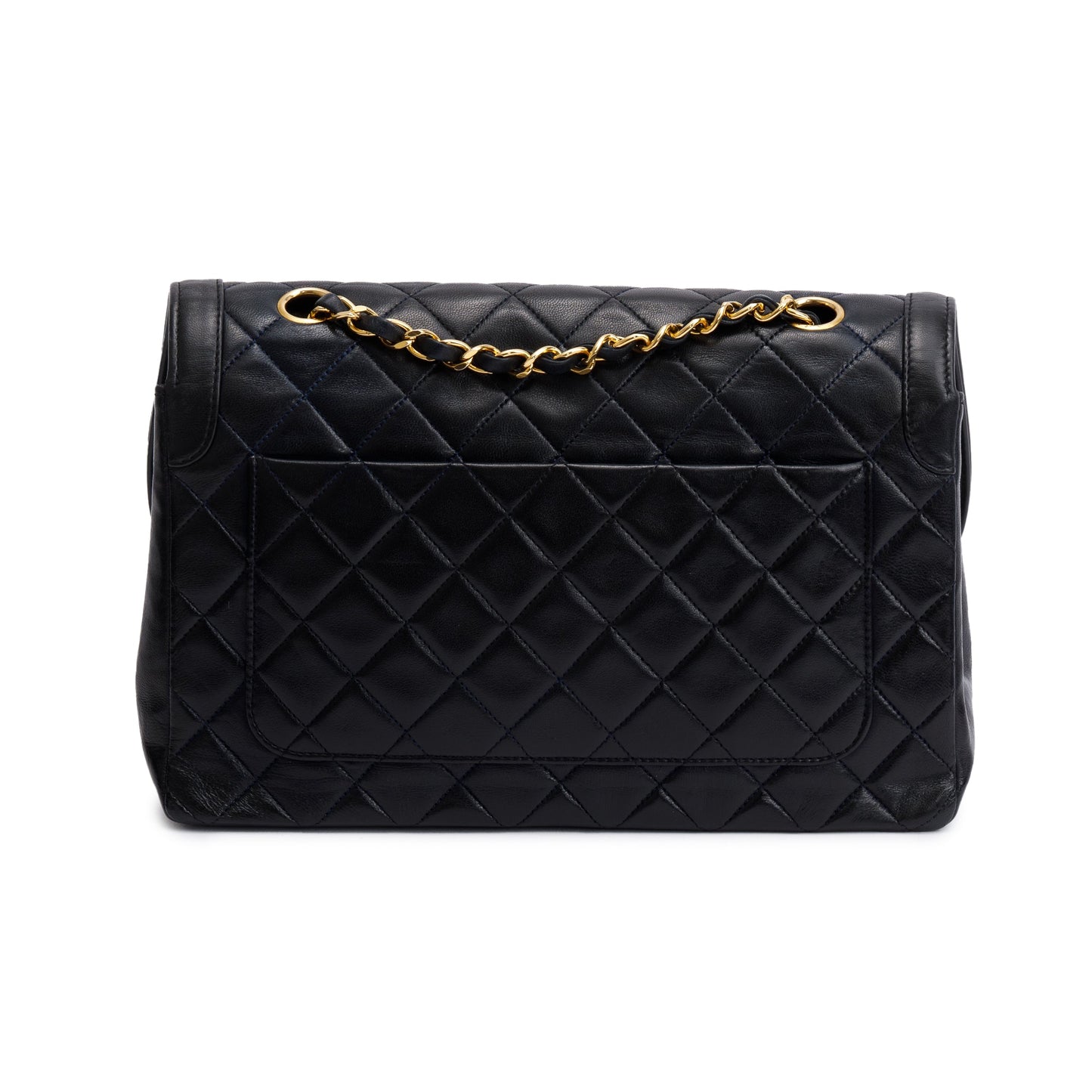 Chanel Black Lambskin Leather Integral Flap Bag with Pouch