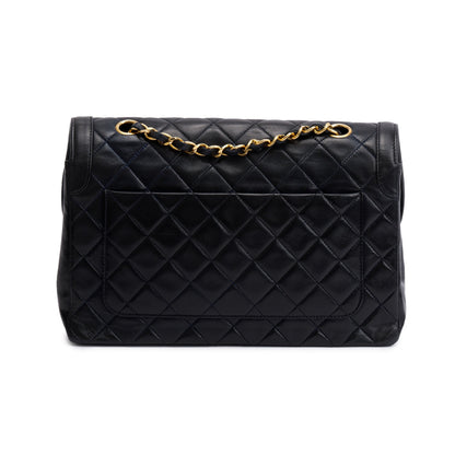 Chanel Black Lambskin Leather Integral Flap Bag with Pouch