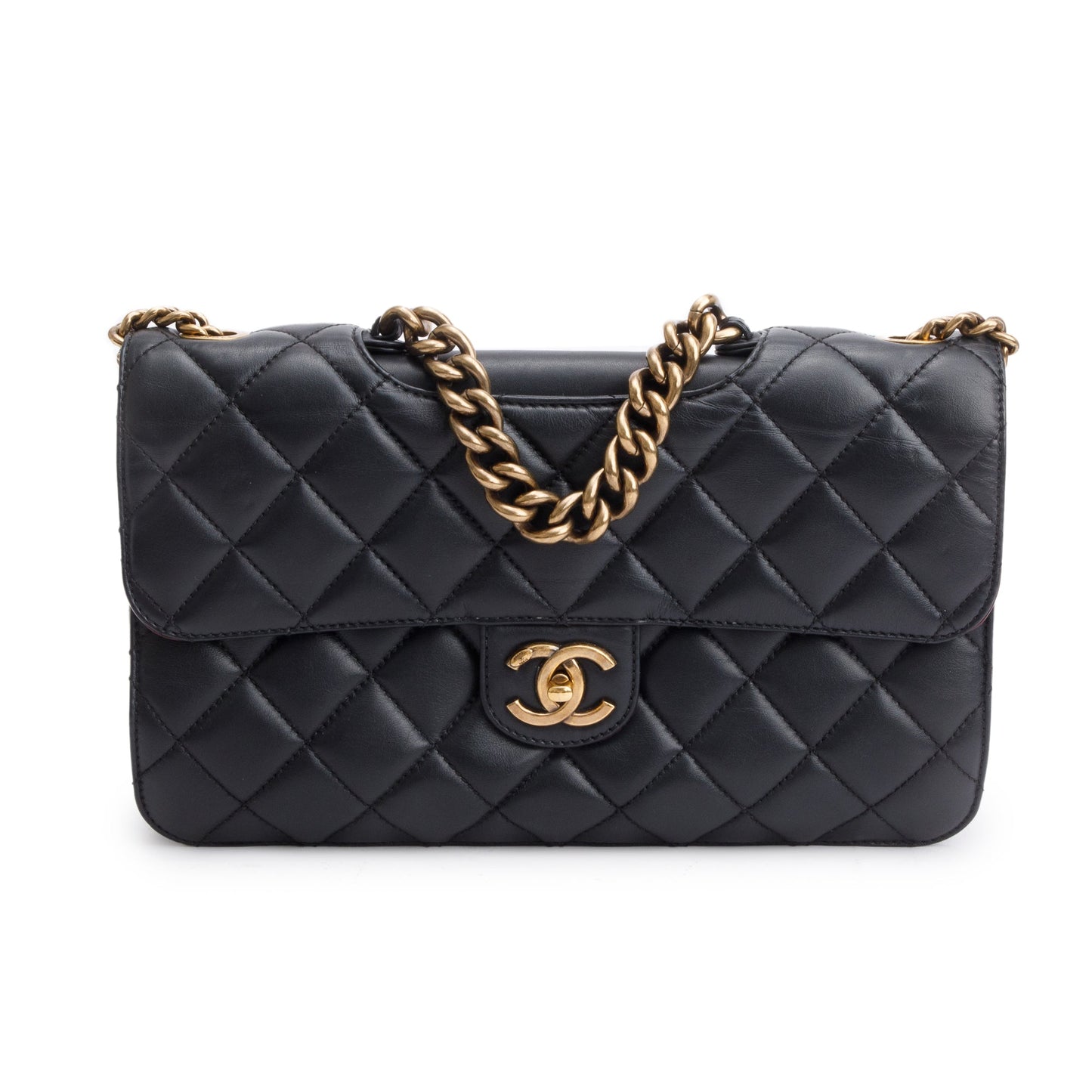 Chanel Black Lambskin Leather Large Perfect Edge Flap Bag