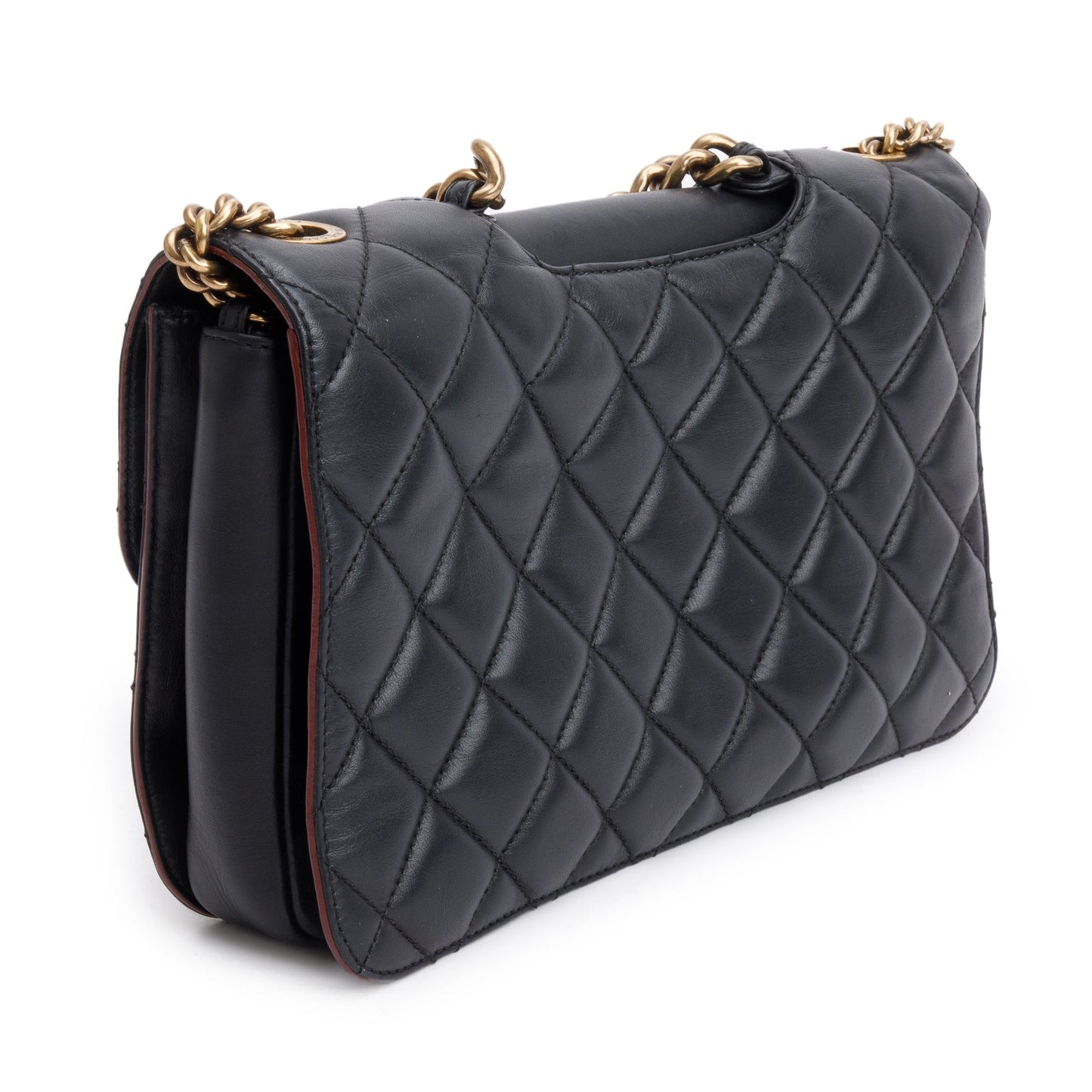Chanel Black Lambskin Leather Large Perfect Edge Flap Bag