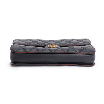 Chanel Black Lambskin Leather Large Perfect Edge Flap Bag