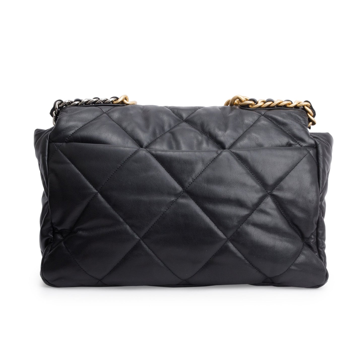 Chanel Black Lambskin Leather Maxi 19 Flap Bag