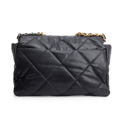 Chanel Black Lambskin Leather Maxi 19 Flap Bag