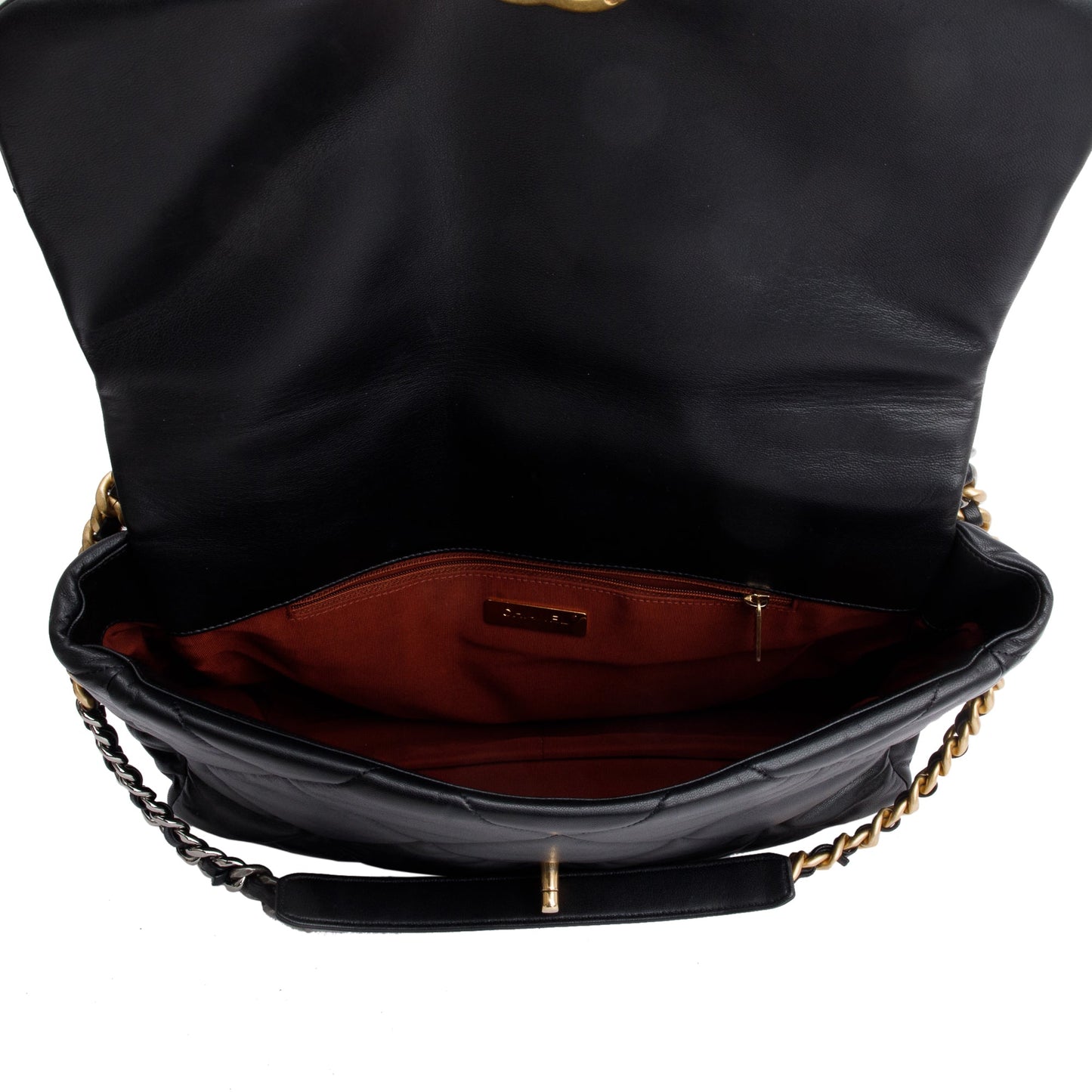 Chanel Black Lambskin Leather Maxi 19 Flap Bag