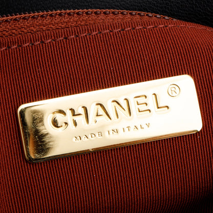 Chanel Black Lambskin Leather Maxi 19 Flap Bag