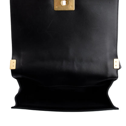 Chanel Black Lambskin Leather Medium Boy Bag