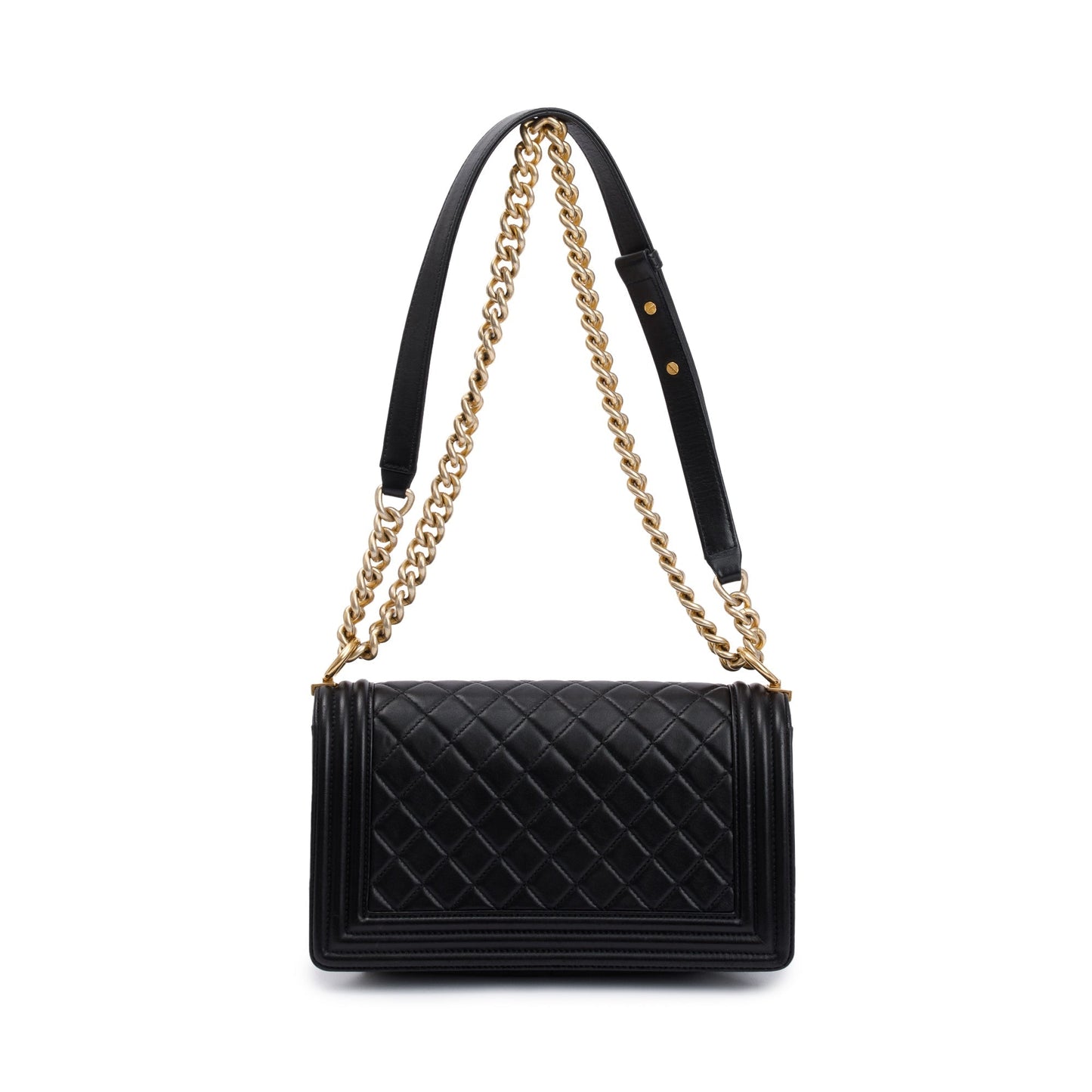 Chanel Black Lambskin Leather Medium Boy Bag