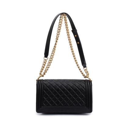 Chanel Black Lambskin Leather Medium Boy Bag