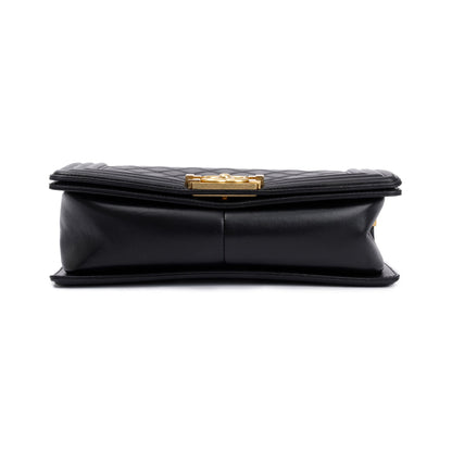 Chanel Black Lambskin Leather Medium Boy Bag