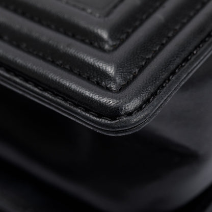 Chanel Black Lambskin Leather Medium Boy Bag
