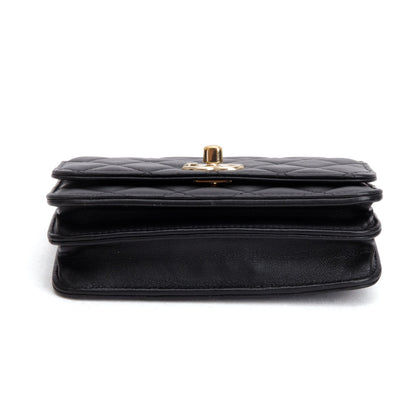 Chanel Black Lambskin Leather Mini Trendy CC Wallet on Chain