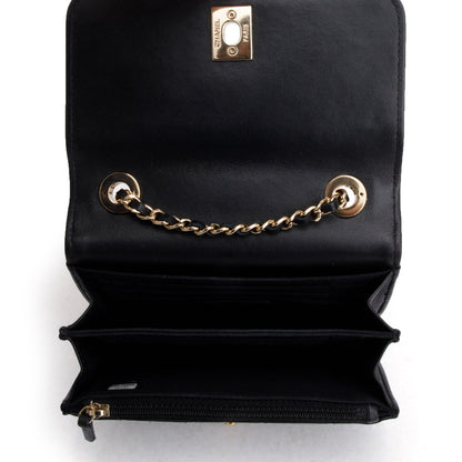Chanel Black Lambskin Leather Mini Trendy CC Wallet on Chain