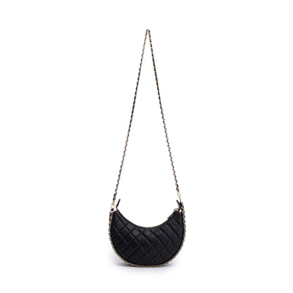 Chanel Black Lambskin Leather Small Chain Around Hobo Bag