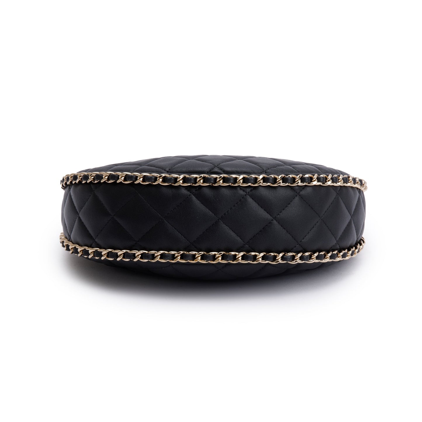 Chanel Black Lambskin Leather Small Chain Around Hobo Bag