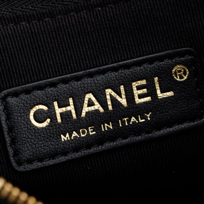 Chanel Black Lambskin Leather Small Chain Around Hobo Bag