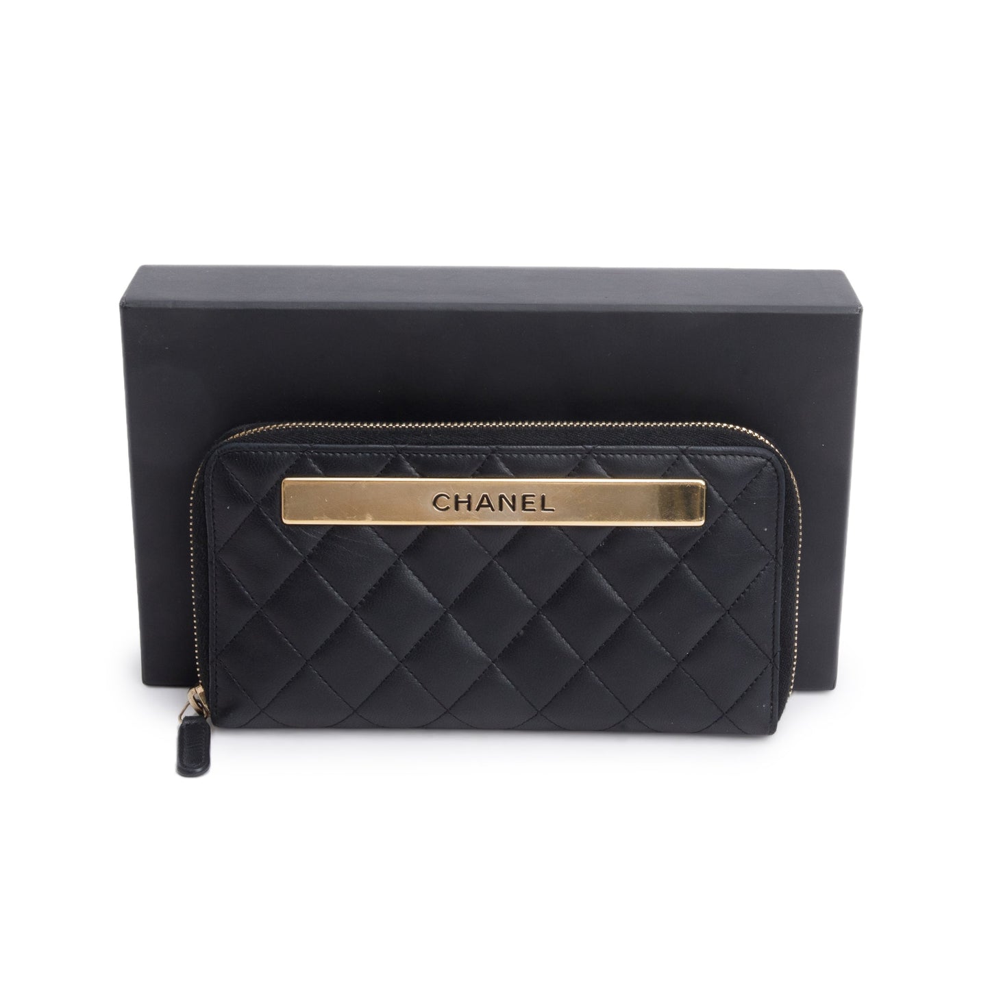 Chanel Black Lambskin Leather Trendy CC Large Gusset Zip Around Wallet