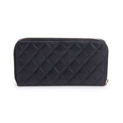 Chanel Black Lambskin Leather Trendy CC Large Gusset Zip Around Wallet