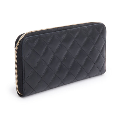 Chanel Black Lambskin Leather Trendy CC Large Gusset Zip Around Wallet