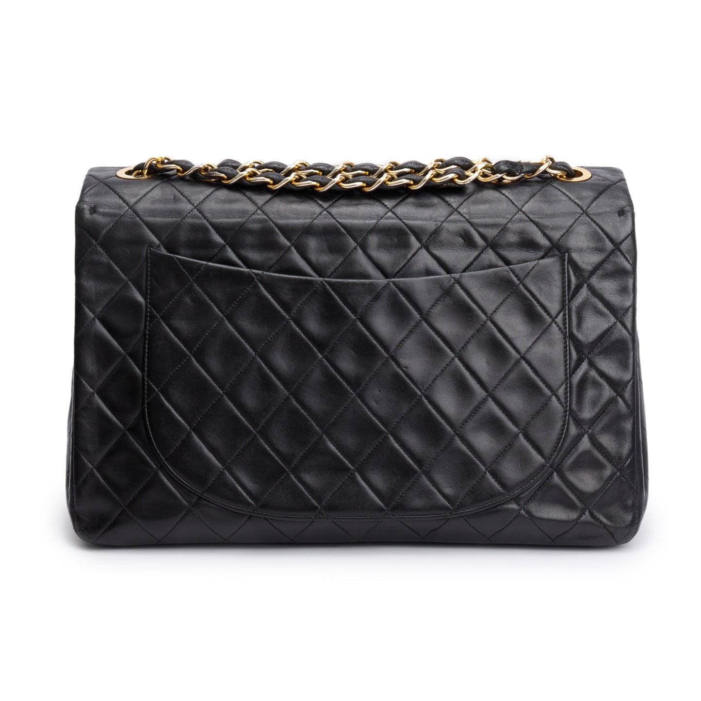 Chanel Black Lambskin Leather Vintage Jumbo XL Single Flap Bag
