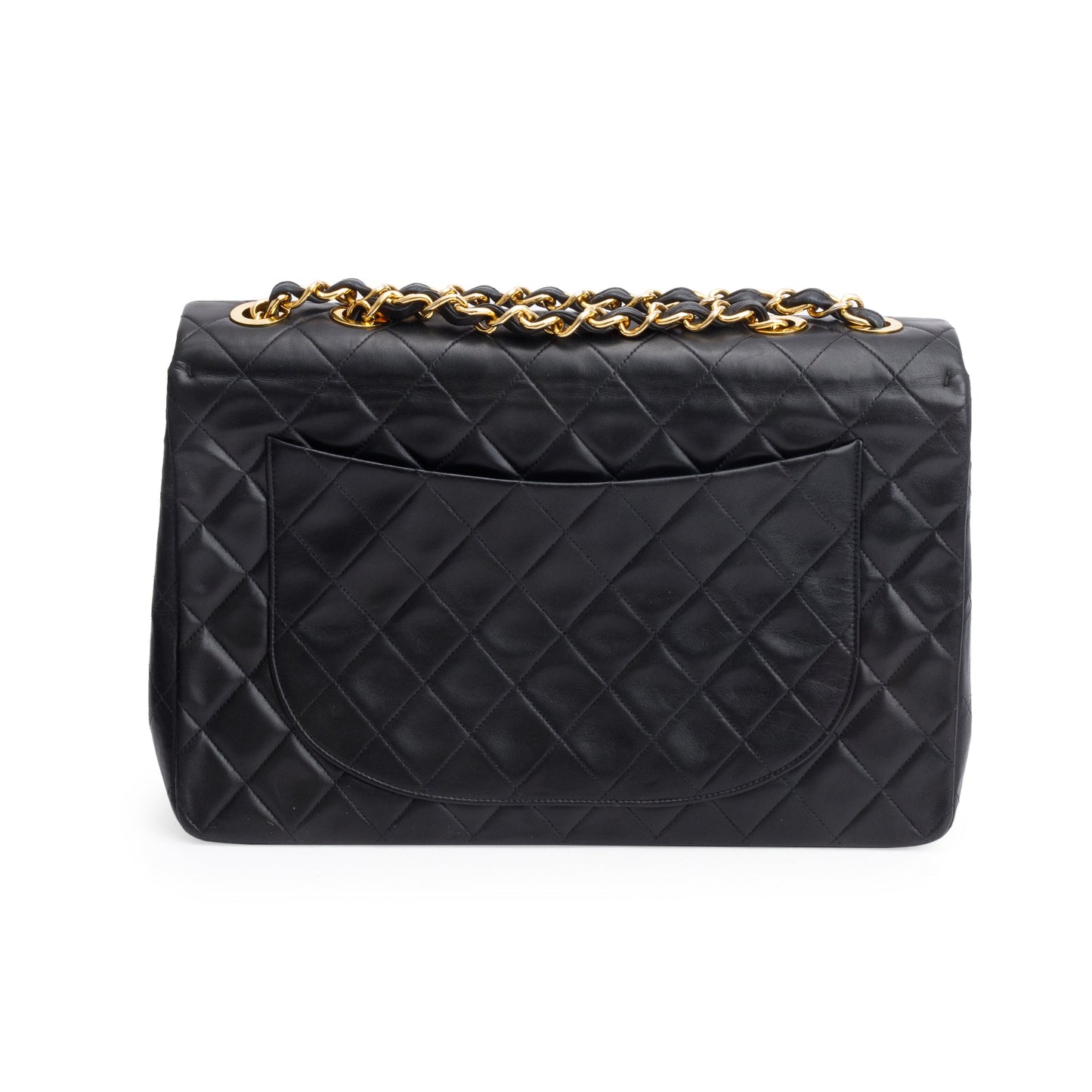 Chanel Black Lambskin Leather Vintage Jumbo XL Single Flap Bag