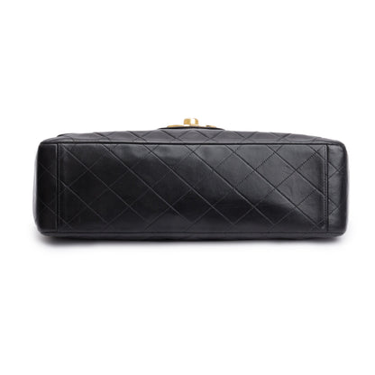 Chanel Black Lambskin Leather Vintage Jumbo XL Single Flap Bag