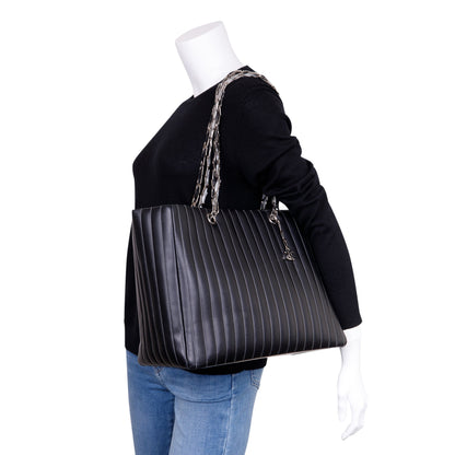 Chanel Black Lambskin Mademoiselle Ligne Tote