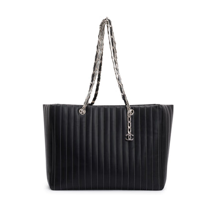 Chanel Black Lambskin Mademoiselle Ligne Tote