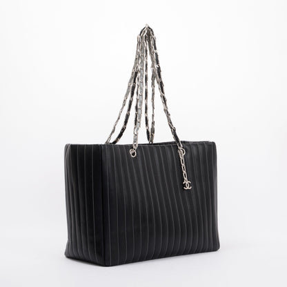 Chanel Black Lambskin Mademoiselle Ligne Tote