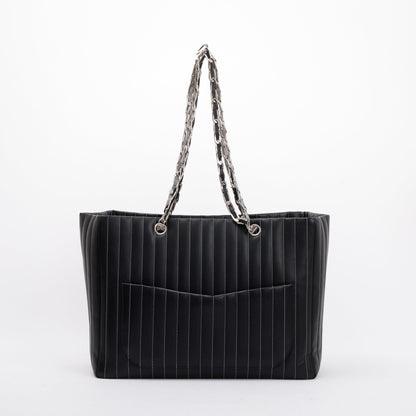 Chanel Black Lambskin Mademoiselle Ligne Tote