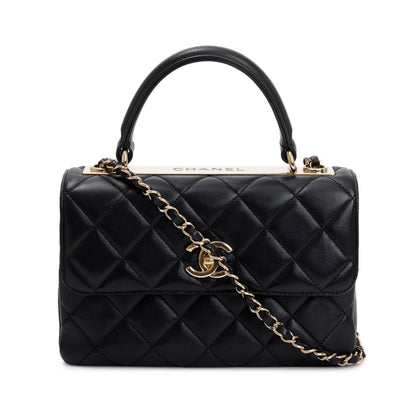 Chanel Black Lambskin Trendy CC Small Top Handle Flap Bag