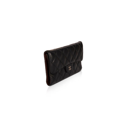 Chanel Black Lambskin Trifold CC Wallet