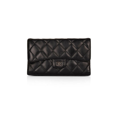 Chanel Black Lambskin Trifold CC Wallet
