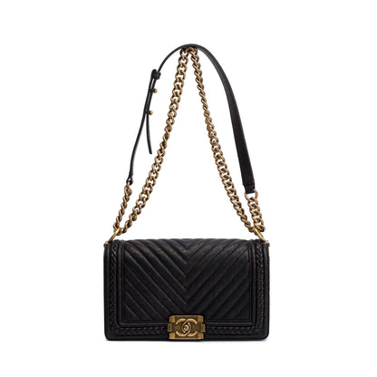 Chanel Black Leather Medium Braided Boy Bag