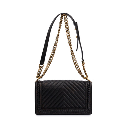 Chanel Black Leather Medium Braided Boy Bag