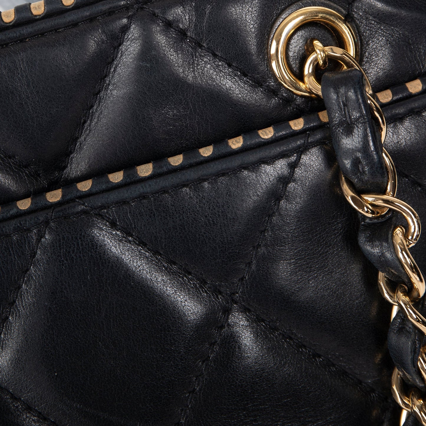 Chanel Black Leather Shopping Tote