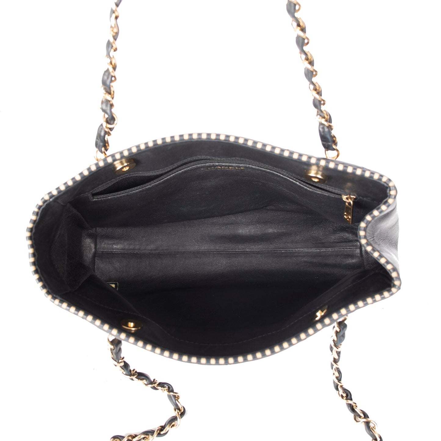 Chanel Black Leather Shopping Tote