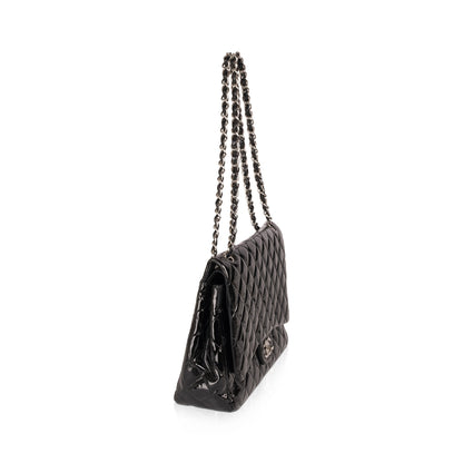 Chanel Black Patent Classic Maxi Double Flap Bag