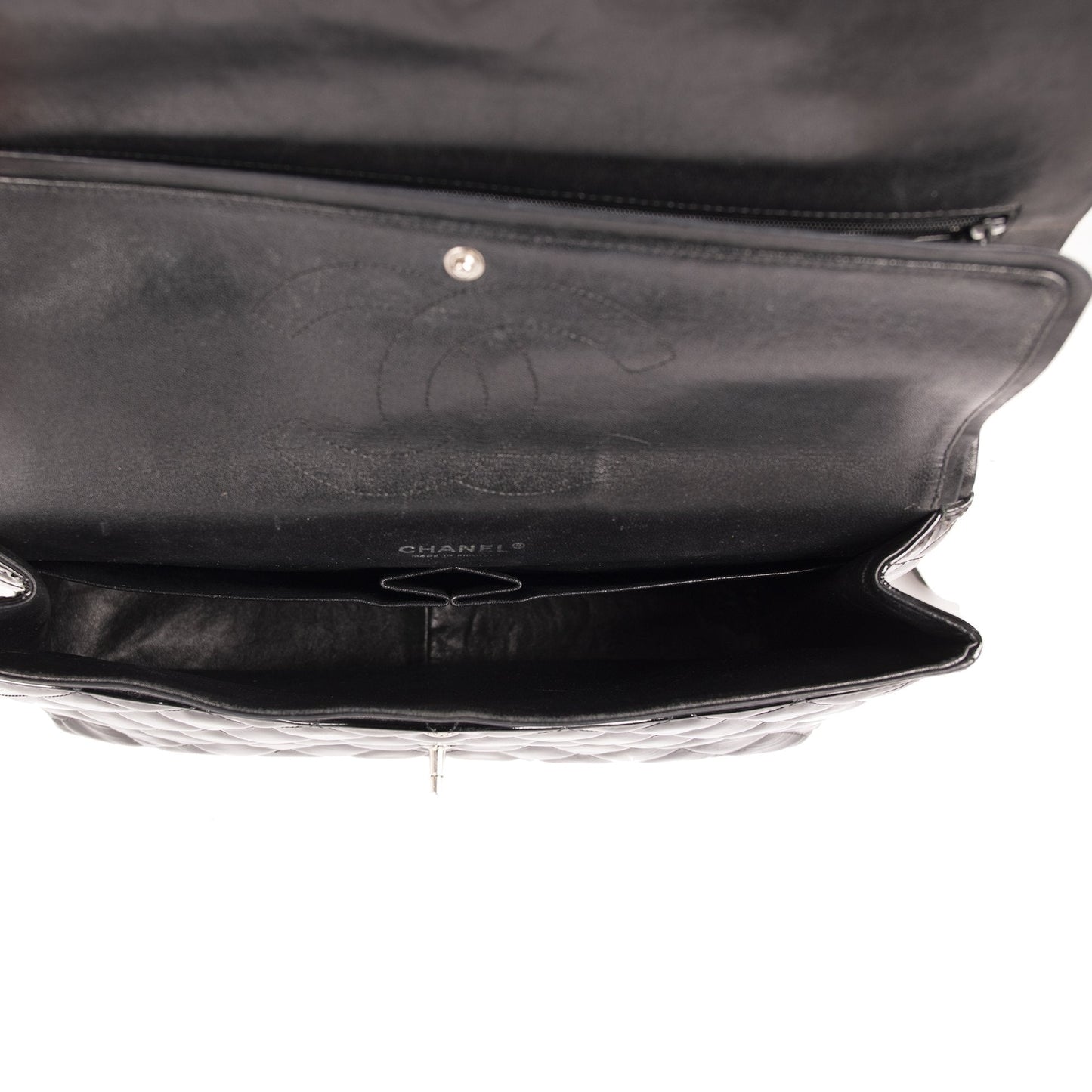 Chanel Black Patent Classic Maxi Double Flap Bag