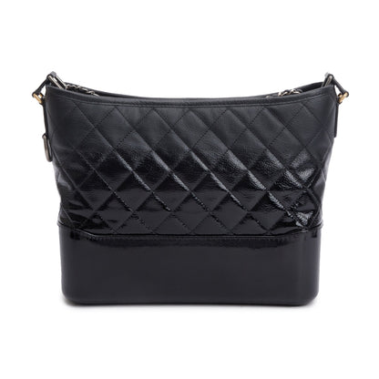 Chanel Black Patent Goatskin Leather Medium Gabrielle Hobo
